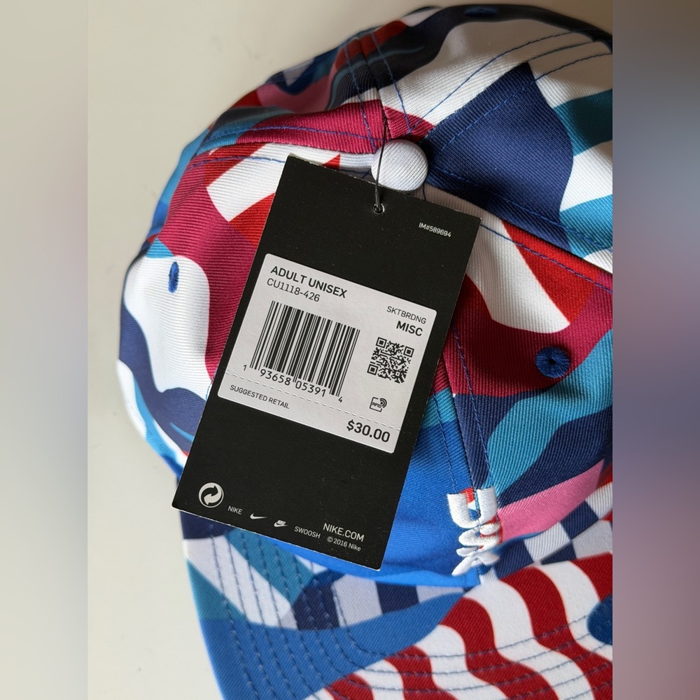 NWT Nike Adult Unisex USA Skateboard Olympic Blue and Red Patterned Hat - Picture 4 of 5